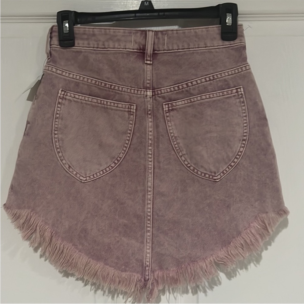 We the Free Dusty Pink Frayed Hem Denim Skirt - Picture 4 of 6